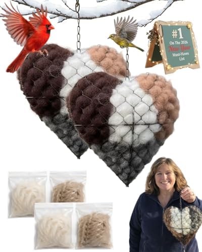 Handmade Alpaca Fiber Bird Nesting Heart