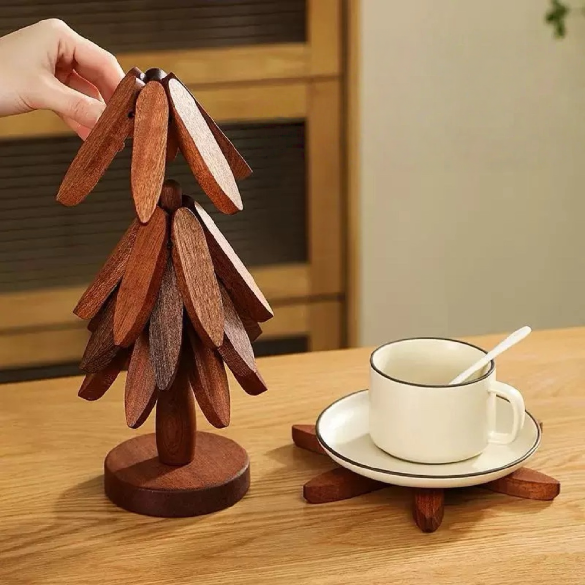 2026 NEWYEAR SALE | Foldable Wooden Tree Shape Trivets for Kitchen