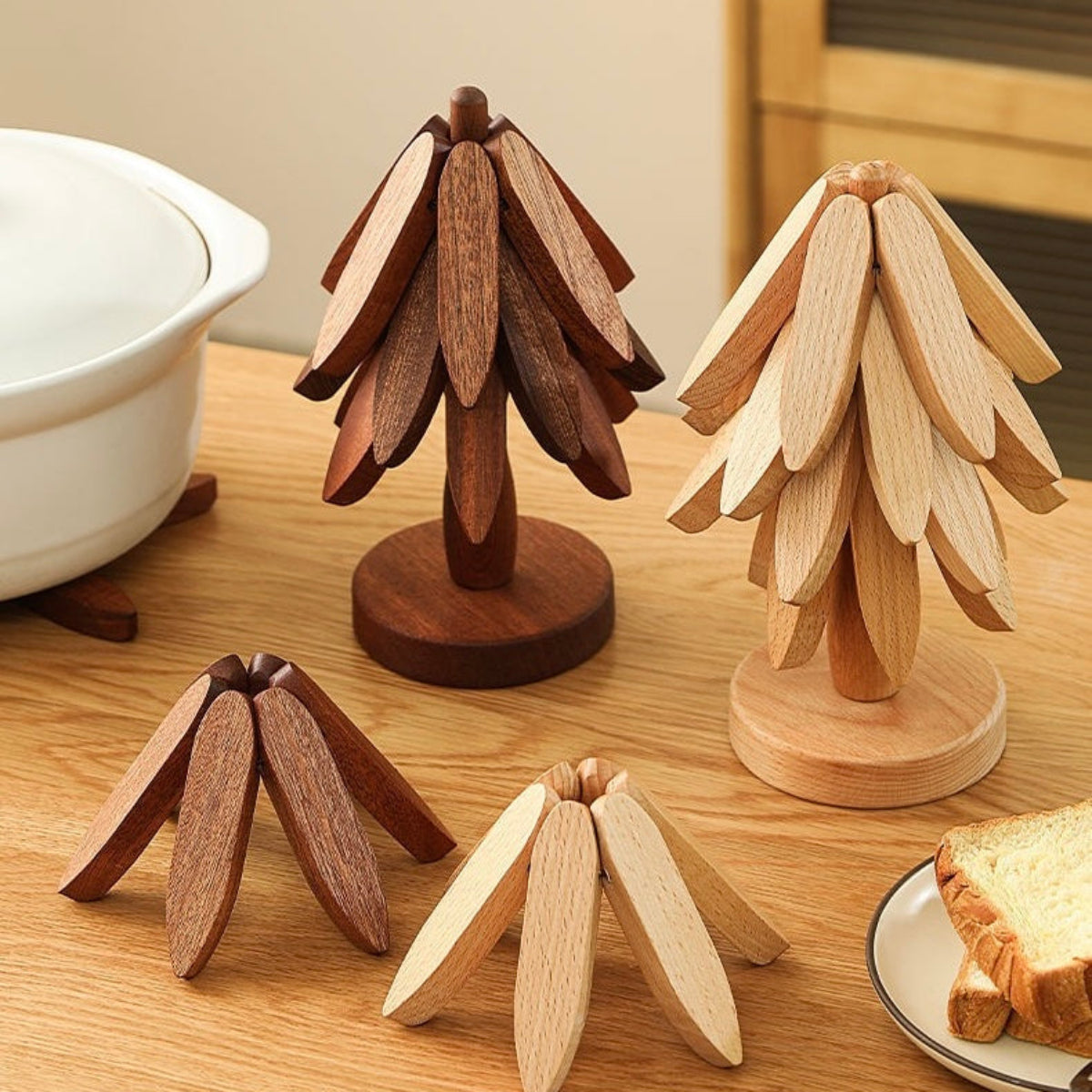 2026 NEWYEAR SALE | Foldable Wooden Tree Shape Trivets for Kitchen