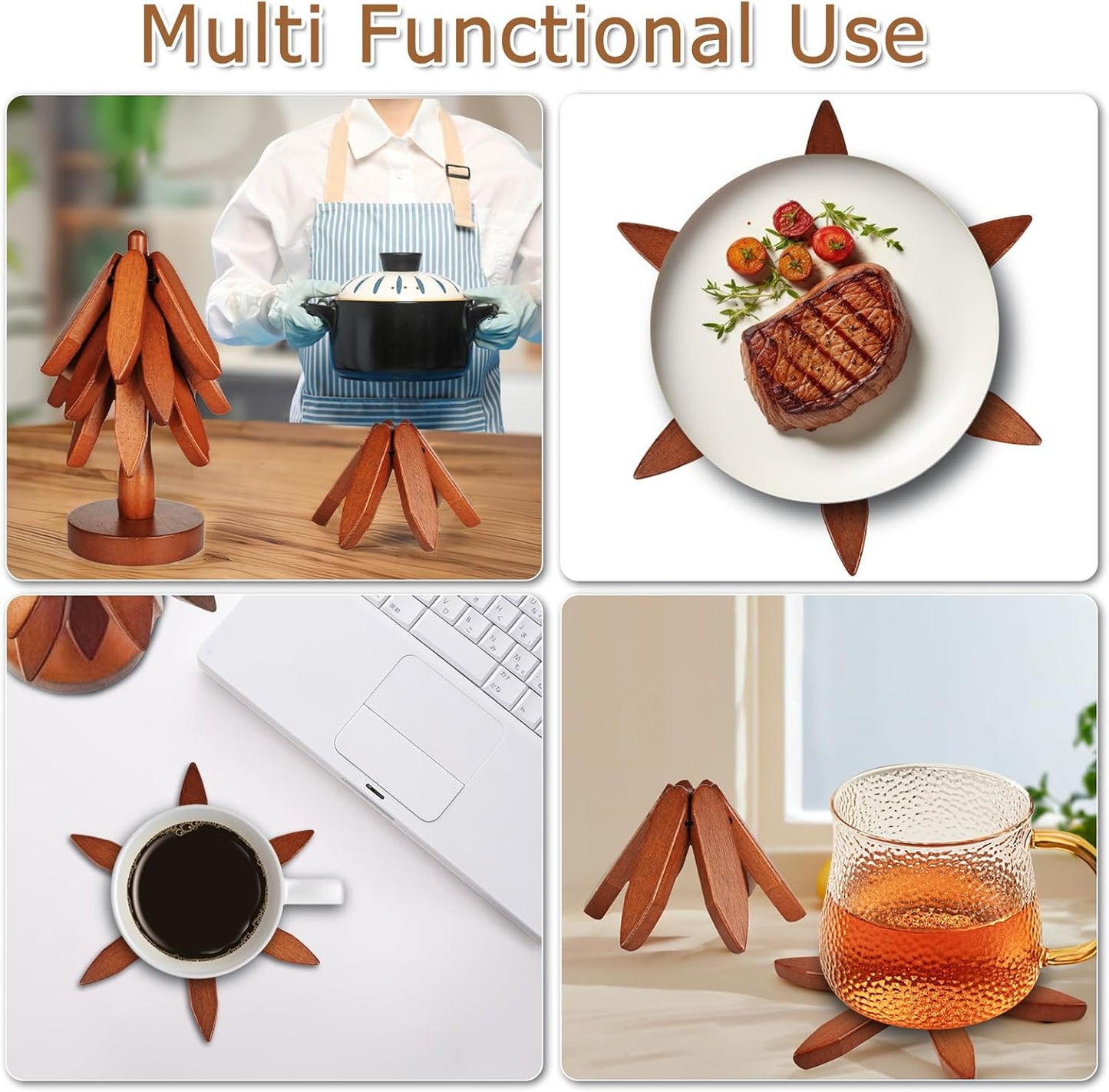 2026 NEWYEAR SALE | Foldable Wooden Tree Shape Trivets for Kitchen