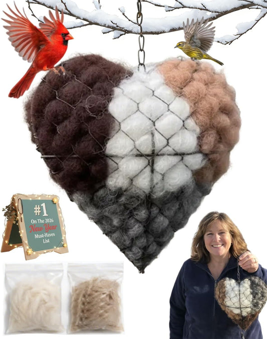 Handmade Alpaca Fiber Bird Nesting Heart